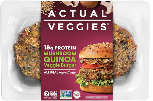Actual Veggies , High Protein Mushroom Quinoa Veggie Burger, 8 Ounce