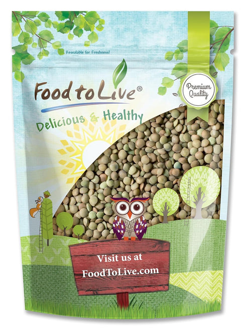 Food to Live - Whole Green Lentils, 2.5 Pound Dried Raw Lentils,