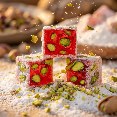 3.5oz (Pack 1), Hazer Baba Turkish Delight Pistachio Candy, Pomegranate Flavored, of Gourmet Snack Box, Traditional