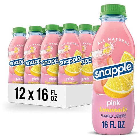 Snapple Pink Lemonade, 16 fl oz recycled plastic bottle, Pack of 12