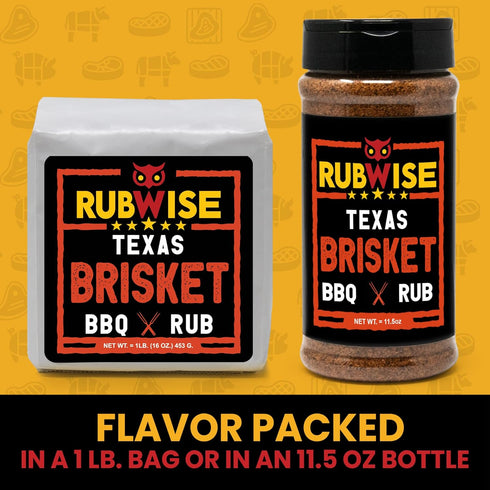RubWise Texas Style BBQ Brisket Rub (1lb) | BBQ Rub & Spices for Smoking and Grilling, Great on Brisket