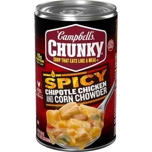 Campbells Chunky Soup, Chipotle Chicken Corn Chowder Soup, 18.8 oz Can
