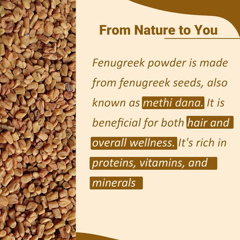 Mi Nature Fenugreek Powder, 100% Natural Trigonella Foenum Seeds, Pure Methi Powder for Cooking, Hair and Skin Care,
