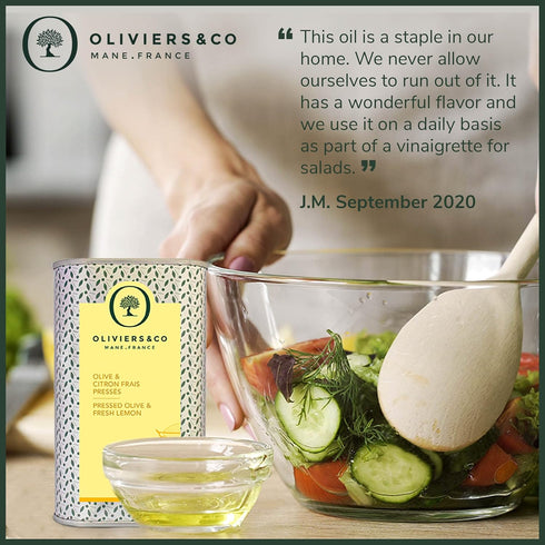 Cold Pressed Lemon Olive Oil by Oliviers & Co, Extra Virgin with Fresh Whole Lemons, 8.4 Fl Oz