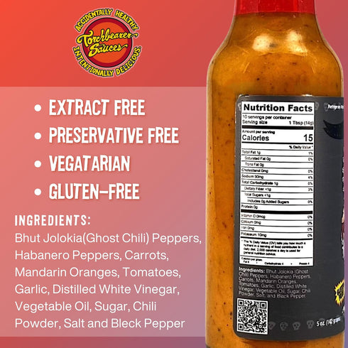 5oz (2 Pack) 8 Torchbearer Sauces Zombie Apocalypse Ghost Chili Hot Sauce, Ghost Pepper & Habanero Hot Sauce, Heat