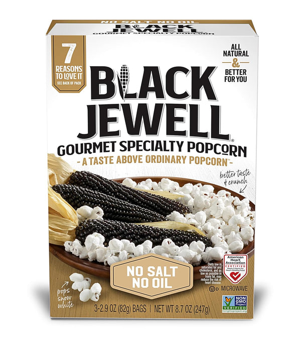 Black Jewell Gourmet Popcorn, Healthy Popcorn Snack, No Salt No Oil, 8.7