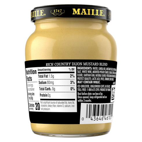 Country 7 Oz (Pack 6) Maille Mustard, Rich Dijon,