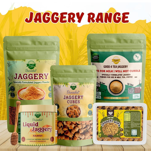 1 lb (450g), Danodia Foods Organic Jaggery Cubes Pure & Natural, No Additives Sweetener, Vegan & Gluten-Free