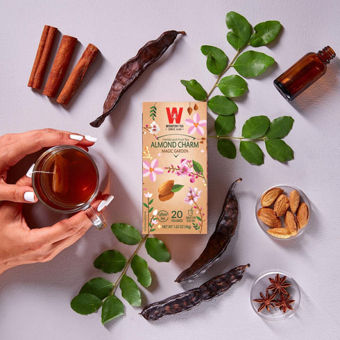 Wissotzky Almond Charm Tea Bags - 4 Pack with 20 Bags Each, Caffeine Free Premium Fruit & Herbal Tea