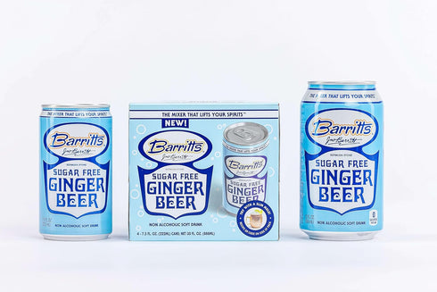 7.5 oz 24 Pack, 0 Barritt's Mixers - Sugar Free Diet Ginger Beer, Non-Alcoholic Soda Cocktail Mixer, fl Cans, Mini