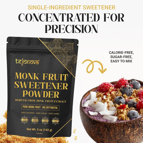 5 oz 100% (450+ Pure Monk Fruit Extract Powder Monk Fruit Sweetener, No Erythritol, No Fillers, Zero Calorie Sugar