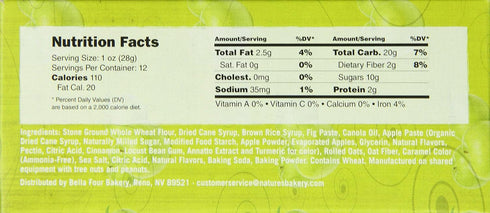6 (Pack 12) Nature's Bakery Whole Wheat Fig Bar, Apple Cinnamon, Bars