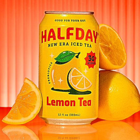12 Oz Halfday, Prebiotic Lemon Iced Tea, Fl Can