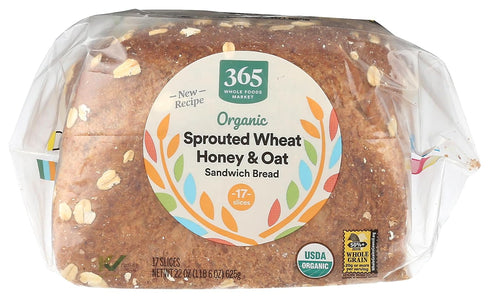 365 by Whole Foods Market 22 OZ Organic Sprouted Honey Oat Sandwich Bread