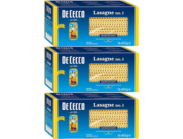 Yonvim De Cecco Pasta, Lasagne 16 oz Pack of 3