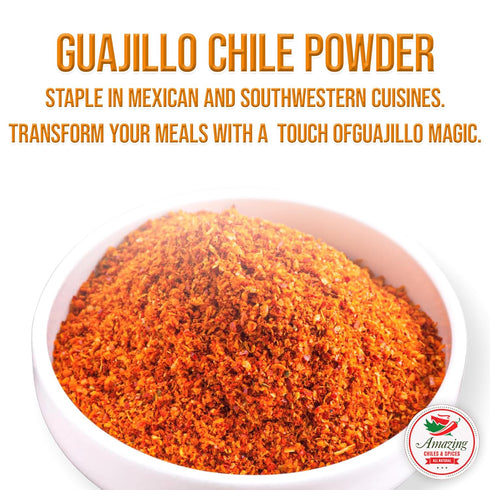 Guajillo Chile Powder Ground (4oz) – Premium Natural Spice for Chili, Sauces, Stews, Salsa, Meat Rubs, Enchiladas, Mole