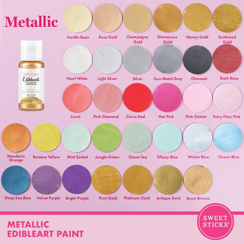 Sweet Sticks Edible Art Decorative Cake Paint, 1.7 Ounce (50 Milliliters), Metallic Glamorous Gold