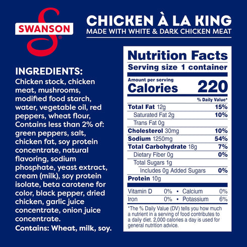 10.5 OZ Swanson Canned Chicken a la King With White and Dark Chicken Meat, Can