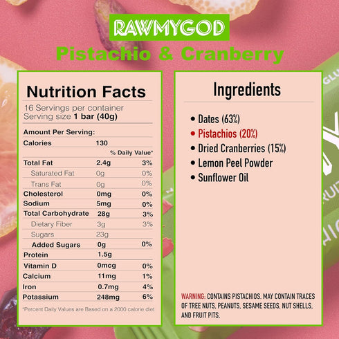 (16 Pack 4 3 3 3 3 RAWMYGOD Fruit and Nut Bars, Gluten Free, Vegan, No Added Sugar bars, Variety I - Raw Cacao, Apple