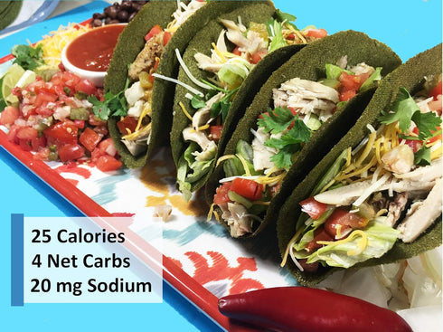 Raw Wraps - Gluten Free, Paleo, Keto Friendly Tortilla Wraps, 6 Tacos per Pack, Spinach Flavor