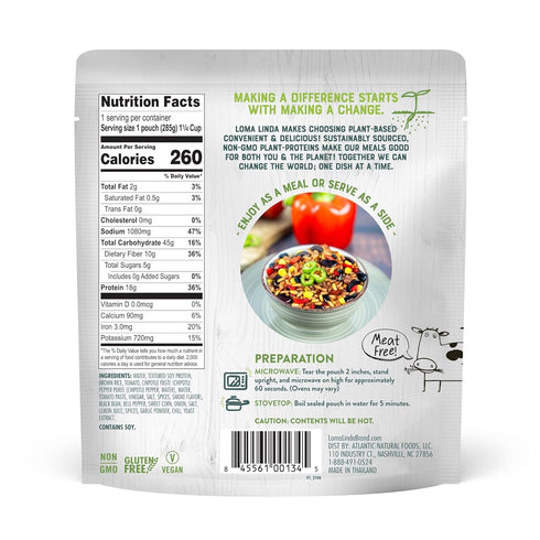 Packets (10 oz.), 6 pack) Loma Linda - Plant-Based Complete Meal Solution (Southwest Chipotle Bowl