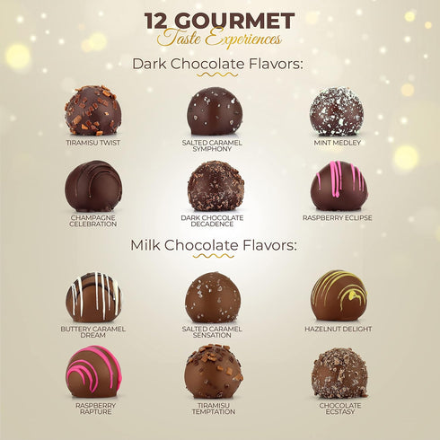 Empire Delights 12 6 oz Happy Birthday Chocolates - Assorted Milk & Dark Chocolate Truffles - Gourmet Box - Birthday