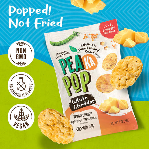 1 oz (15-Pack) Pack PeaKaPop Veggie Chips - Healthy Snacks for Adults & Kids with Pea, Lentil & Chickpea Protein