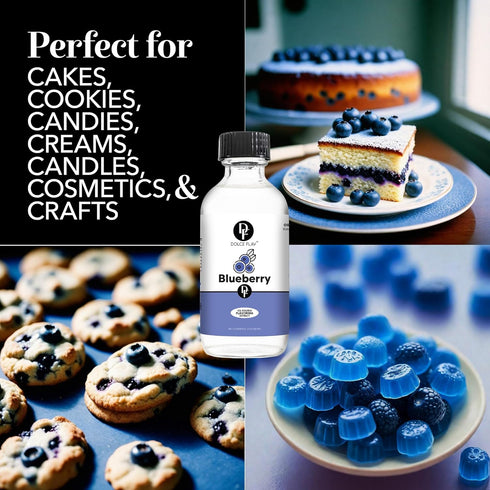 Dolce Flav Blueberry Extract, 2 Ounce Oil-Soluble Flavoring for Candy Making, Baking, Lip Balm, Ice Cream