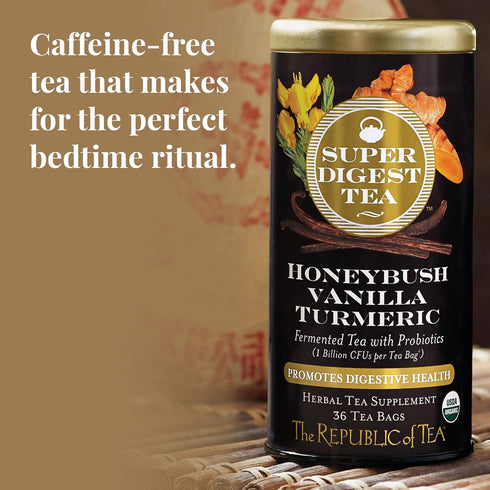 (36 count) The Republic of Tea Organic Honeybush Vanilla Turmeric SuperDigest Tea | Probiotic Tea Bag