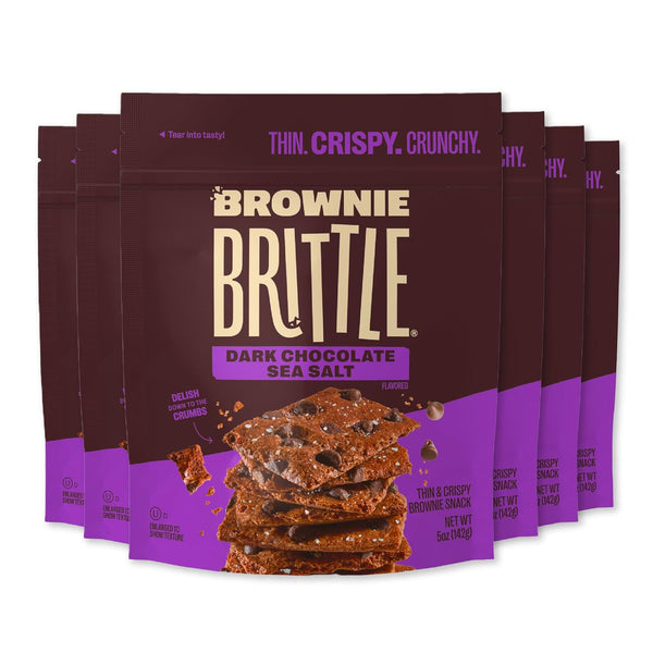 Brownie Brittle Dark Chocolate Sea Salt Thin and Crispy Sweet Snacks (Pack