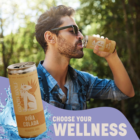 12 oz 2 GOOD WOLF Pia Colada Probiotic Refresher fl - Refreshing Sparkling Drink with lush flavors of tropical