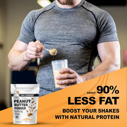 90% 1 32oz It's Just! Peanut Butter Powder - Less Fat, Non-GMO, No Added Salt or Sugar, Ingredient