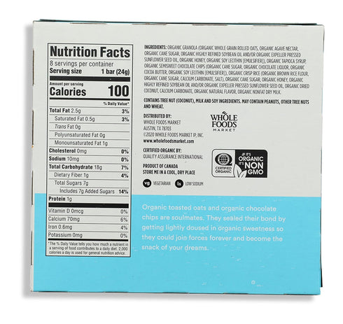 365 8 Count by Whole Foods Market, Organic Chocolate Chip Chewy Granola Bars