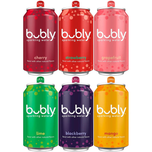 bubly Sparkling Water, 6 Flavor Variety Pack (Blackberry, Lime, Cherry, Grapefruit, Strawberry,