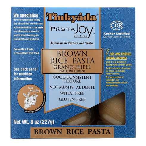 Tinkyada 8 oz (Pack 6) Grand Shell Brown Rice Pasta, Gluten Free, Bags of Whole Grain Pasta for Everyday Meals