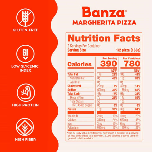 Frozen 10.9oz Banza Margherita Pizza from Chickpeas - High Protein, Gluten Free