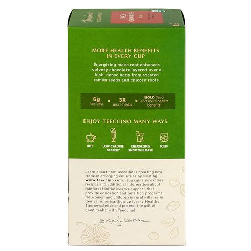 25 (Pack 3) Teeccino Maca Chocolat Herbal Tea - Tea Bags - Adaptogenic Peruvian Maca, Cacao, Chicory, Prebiotic