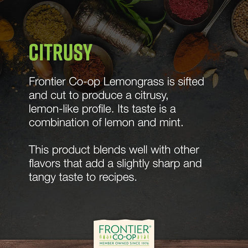 100% 16 (Pack 1) Frontier Co-op Organic Dried Lemongrass, Cut and Sifted, Bulk Bag - Pure, Natural Lemon Grass for Tea