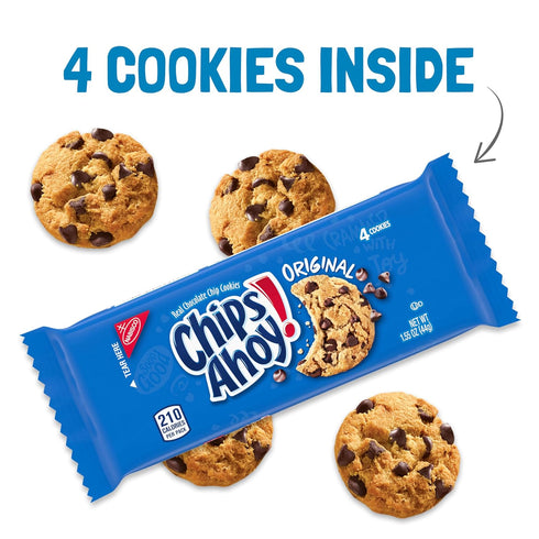 48 Packs (4 Pack, 4 CHIPS AHOY! Original Chocolate Chip Cookies, Snack Cookies Per Boxes)