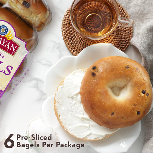 2 Packs (12 Toufayan Cinnamon Raisin PreSliced Bagels Vegan, Kosher, Bagels Total), Soft Texture, Great for Breakfast