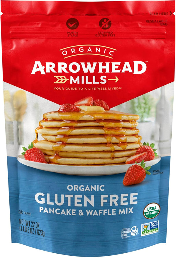 Arrowhead Mills Organic Gluten Free Pancake & Waffle Mix, 22 oz Bag