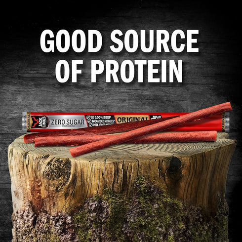(20 Pack) 0.92 oz 5g 100% Jack Link's Original Zero Sugar Beef Sticks - Meat Sticks - Ready to Eat Protein Snacks