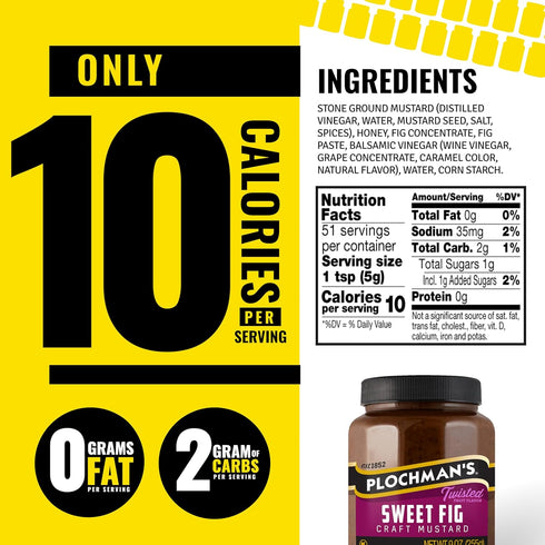 9 oz, Plochmans, Fig Mustard, Limited Edition Gourmet Spread in a Jar