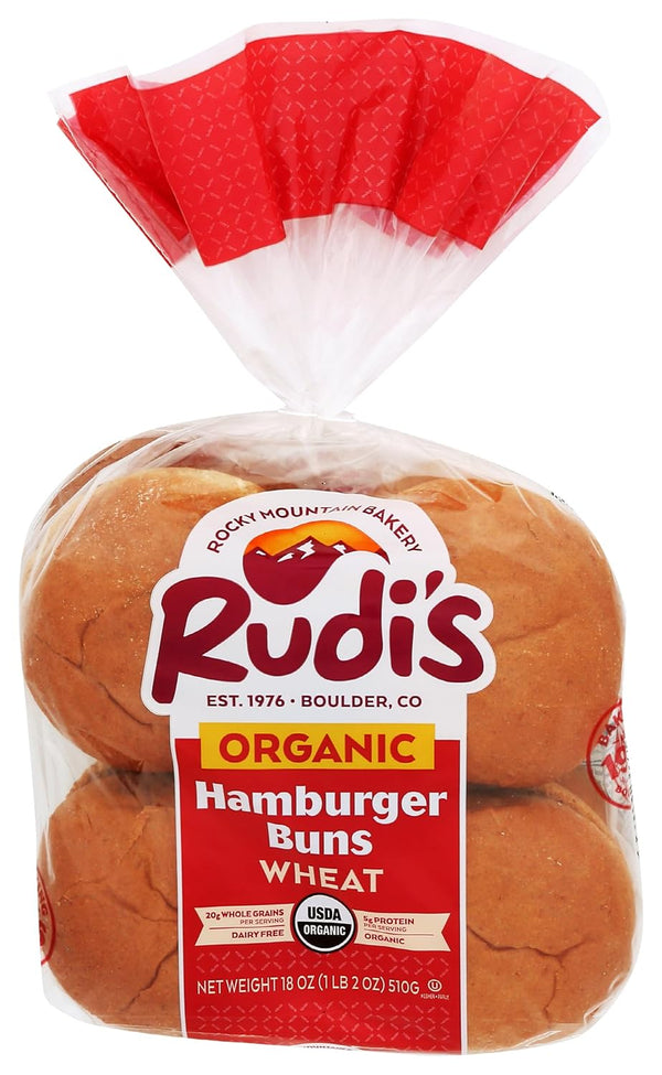 Rudis BAKERY Organic Wheat Hamburger Buns, 18 OZ