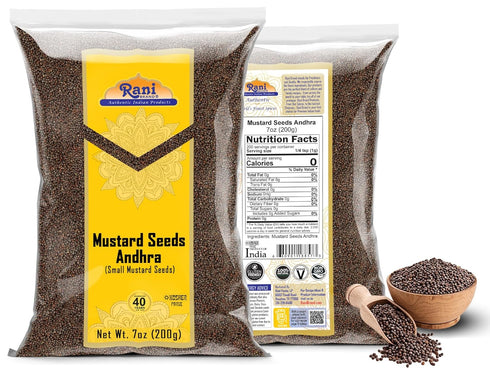 7oz (200g) Rani Andra Mustard Seeds (Rai) Whole Spice (Rai Sarson) ~ All Natural | Gluten Friendly | NON-GMO | Kosher |