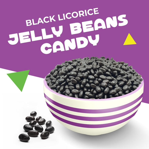 2 Lb Black Licorice Jelly Beans Candy | Bag | Black Jelly Beans Bulk | Old School Candy for Buffets, Snacking & Gifting