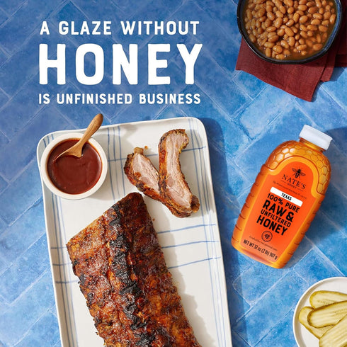 100% 32 oz. Nate's Texas Pure, Raw & Unfiltered Honey - Squeeze Bottle - All-natural Sweetener