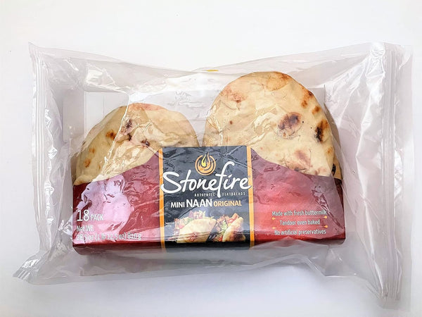 Stonefire Mini Naan (Original) Fresh Authentic Flatbreads, 18 Mini Flatbreads Total in a