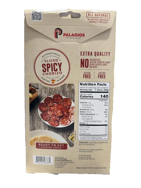 Palacios 3.5 Authentic Spanish sliced spicy chorizo ounce Imported from Spain. by