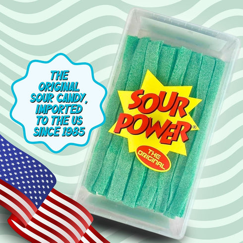 2.5 lb 1985, Sour Power Green Apple Candy Belts, Bulk Tub Resealable, Vegan Sour Candy Since Soft Chewy Sweet Tart